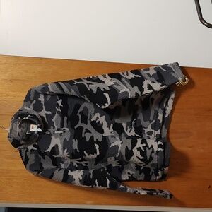 Men's Wrangler Authentic Gray Camouflage Sherpa ZIP Up Pullover Size XL